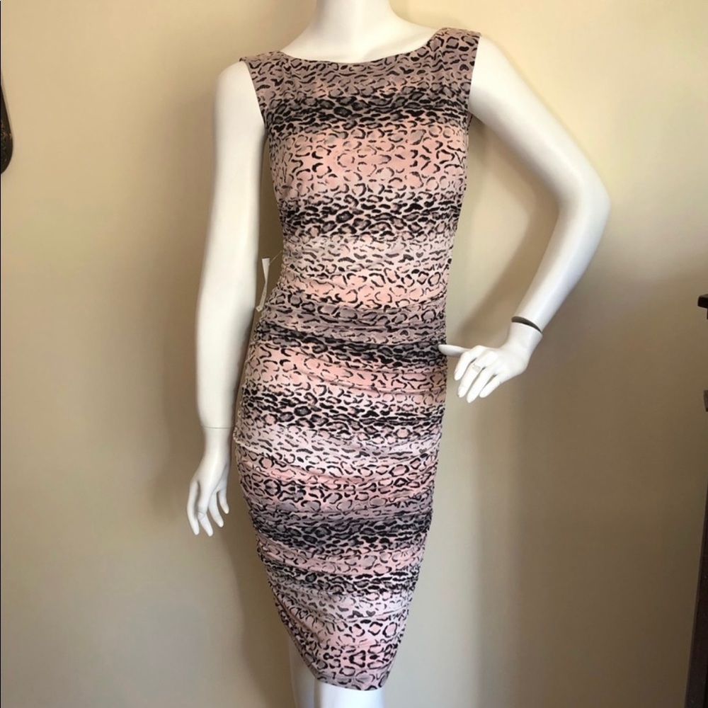 Cache pink and gray leopard dress